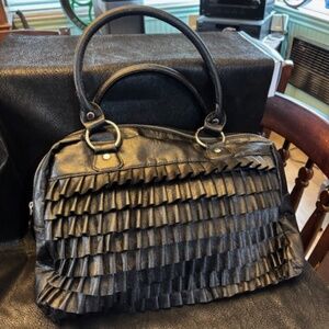 B.Bag Tote handbag- soft - Black pleated on one side-never used